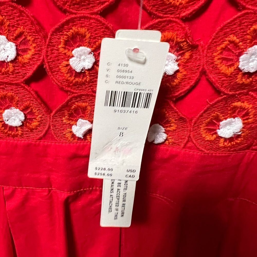 Maeve x Anthropologie Crochet Poplin Halter Midi Dress in Red - Picture 9 of 11